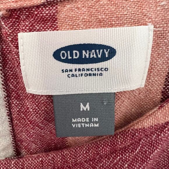 Old Navy Womens Linen Blend Dress Size Medium Striped Drawstring Waist Casual - Picture 4 of 6